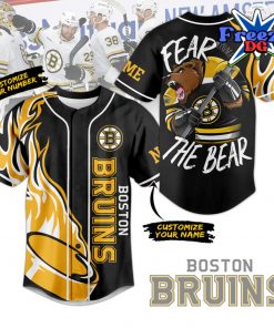 Boston Bruins Fear The Bear Custom Name Baseball Jersey