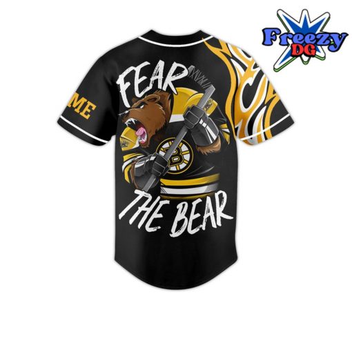 Boston Bruins Fear The Bear Custom Name Baseball Jersey