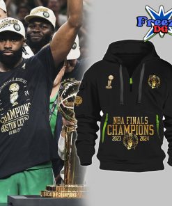 Boston Celtics NBA Champions 2023-2024 Black Half Zip Hoodie