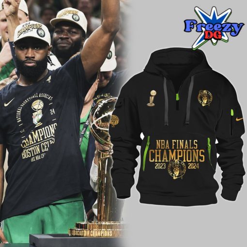 Boston Celtics NBA Champions 2023-2024 Black Half Zip Hoodie