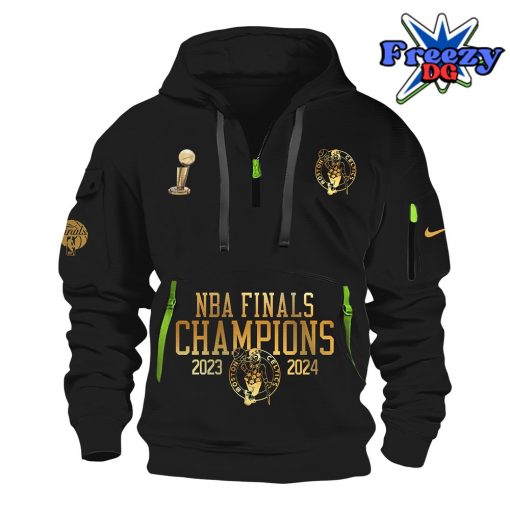 Boston Celtics NBA Champions 2023-2024 Black Half Zip Hoodie