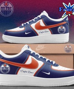 Edmonton Oilers NHL Let’s Go Oilers Custom Number Air Force 1 Sneaker