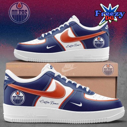 Edmonton Oilers Collab Nike Custom Name Air Force 1 Shoes