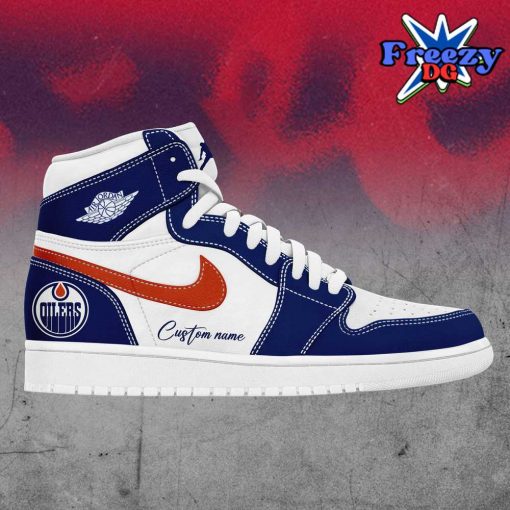 Edmonton Oilers Collab Nike Custom Name Air Jordan 1 Shoes