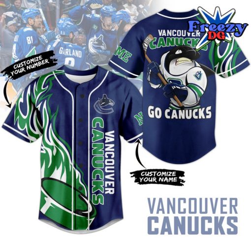 Vancouver Canucks Custom Name Baseball Jersey