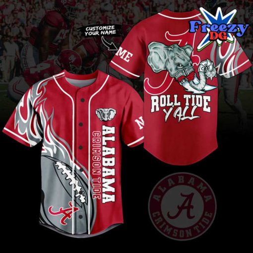 Alabama Crimson Tide Custom Roll Tide Baseball Jersey