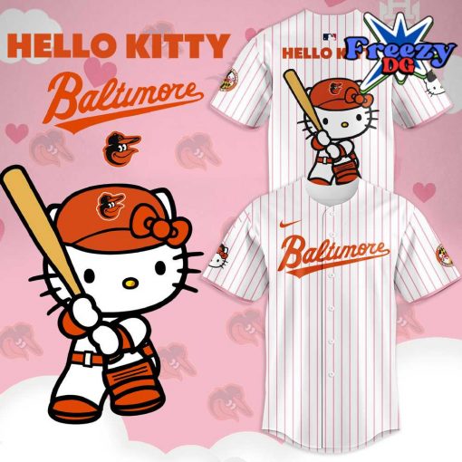 Baltimore Orioles x Hello Kitty 2024 Stripe Baseball Jersey