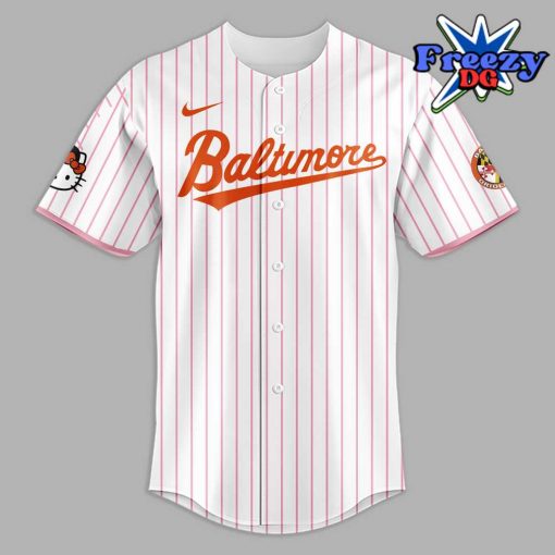 Baltimore Orioles x Hello Kitty 2024 Stripe Baseball Jersey