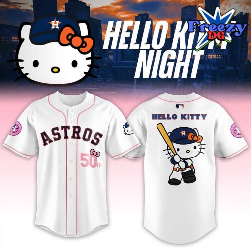 Houston Astros x Hello Kitty Night White Baseball Jersey