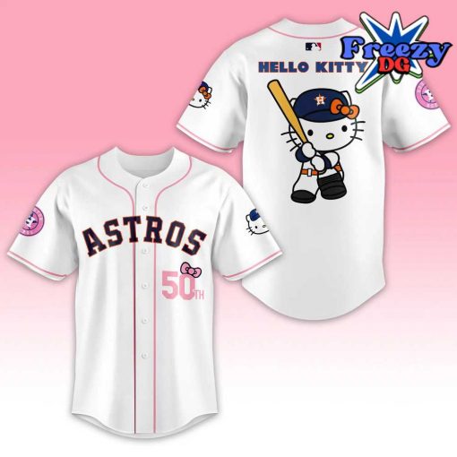 Houston Astros x Hello Kitty Night White Baseball Jersey