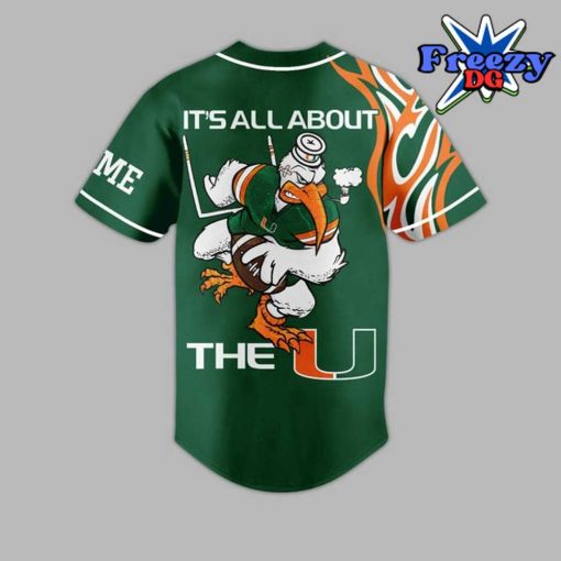 Miami Hurricanes Custom It’s All About The U Baseball Jersey