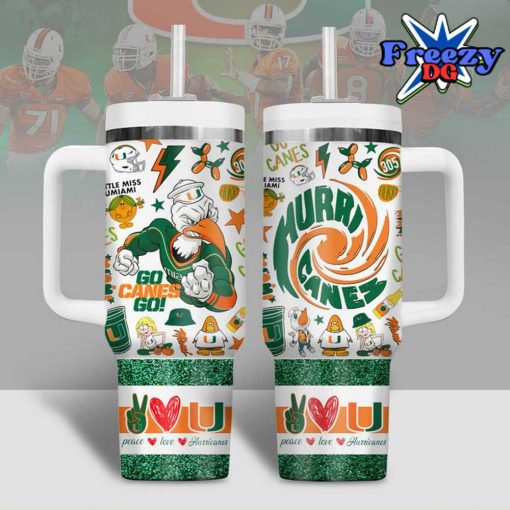 Miami Hurricanes Peace Love Stanley Tumbler Cup