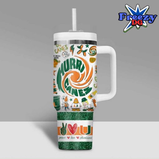 Miami Hurricanes Peace Love Stanley Tumbler Cup