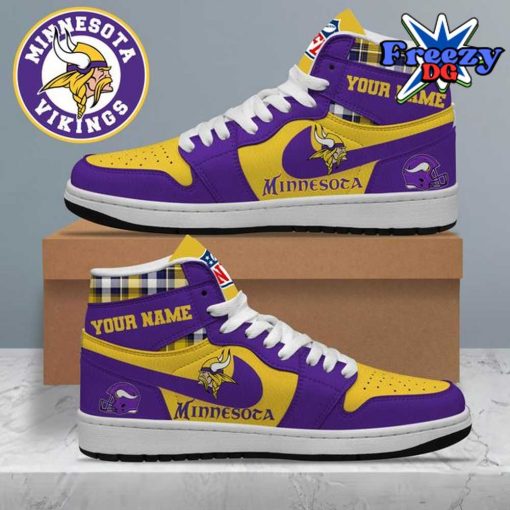 Minnesota Vikings Custom Name Nike Air Jordan 1 Shoes