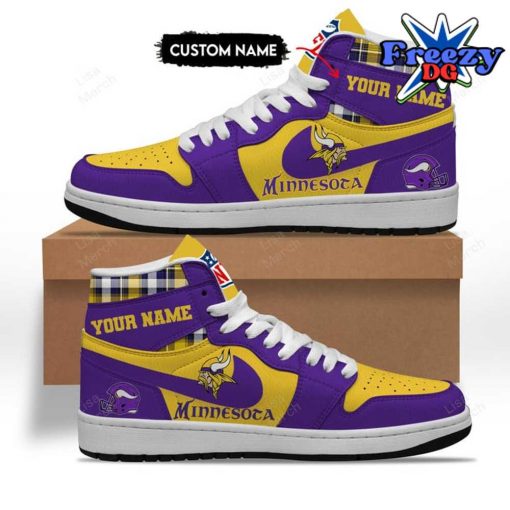 Minnesota Vikings Custom Name Nike Air Jordan 1 Shoes