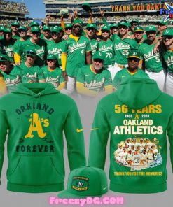 Oakland Athletics 56 Years 2024 Green Hoodie