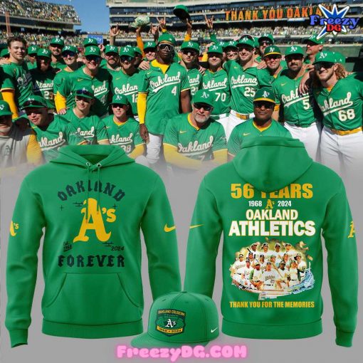 Oakland Athletics 56 Years 2024 Green Hoodie