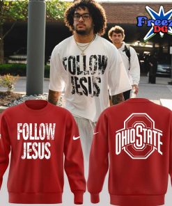 Ohio State Buckeyes Follow Jesus 2024 Red Sweatshirt