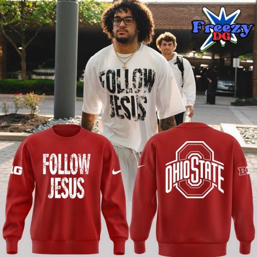 Ohio State Buckeyes Follow Jesus 2024 Red Sweatshirt