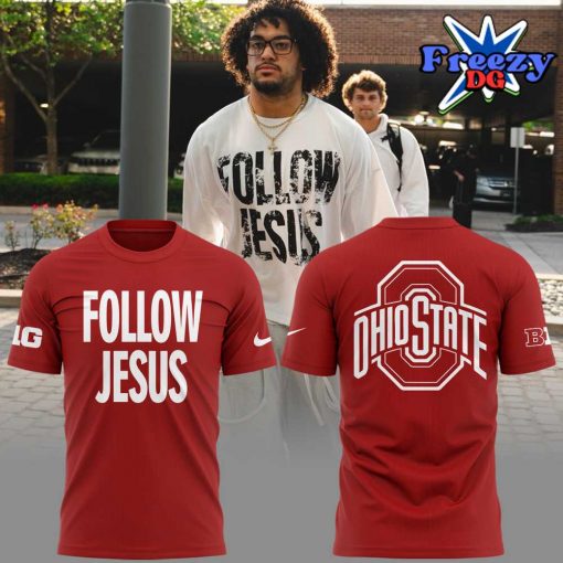 Ohio State Buckeyes Follow Jesus 2024 Red T-Shirt