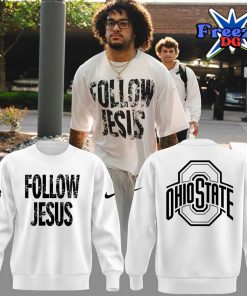 Ohio State Buckeyes Follow Jesus 2024 White Sweatshirt