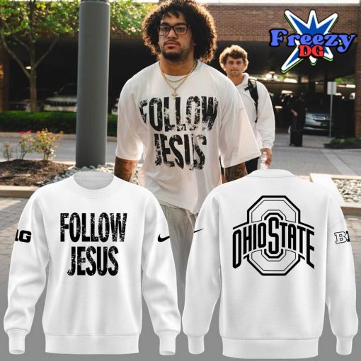 Ohio State Buckeyes Follow Jesus 2024 White Sweatshirt