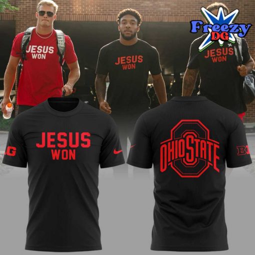 Ohio State Buckeyes Jesus Won 2024 Black T-Shirt