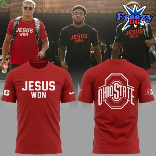 Ohio State Buckeyes Jesus Won 2024 Red T-Shirt