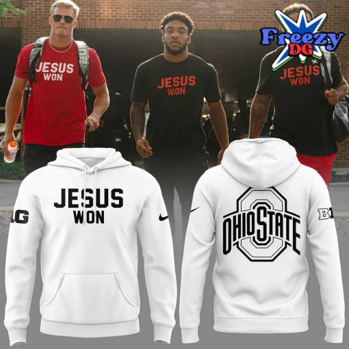 Ohio State Buckeyes Jesus Won 2024 White Hoodie