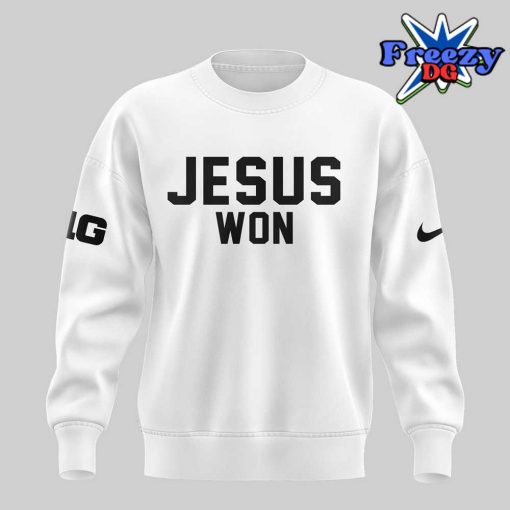 Ohio State Buckeyes Jesus Won 2024 White Sweatshirt