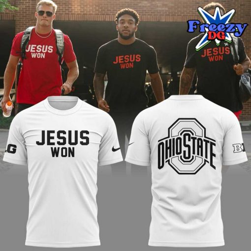 Ohio State Buckeyes Jesus Won 2024 White T-Shirt