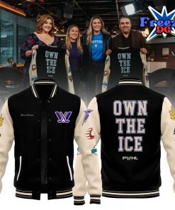 PWHL Peace Collective Own the Ice Letterman Baseball Jacket