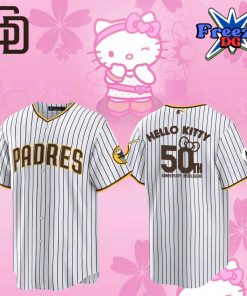 San Diego Padres Hello Kitty 50th Anniversary Stripe Baseball Jersey