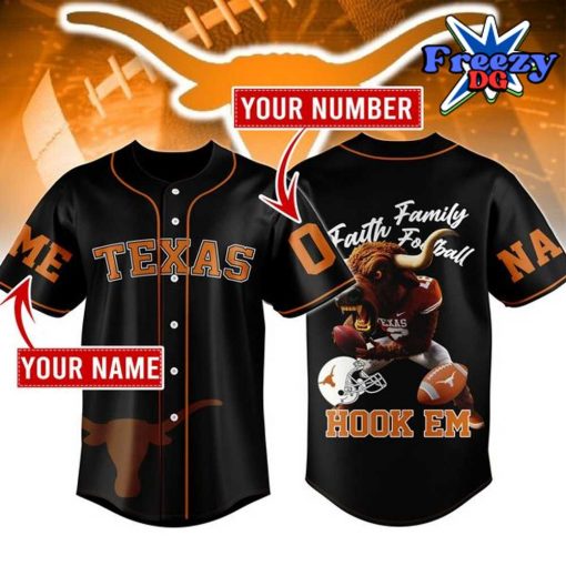 Texas Longhorns Hook Em Baseball Jersey