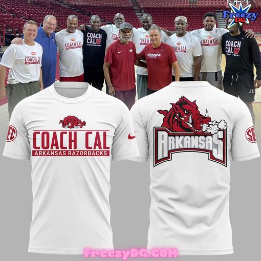 Arkansas Razorbacks Coach John Calipari 2024 White T-Shirt