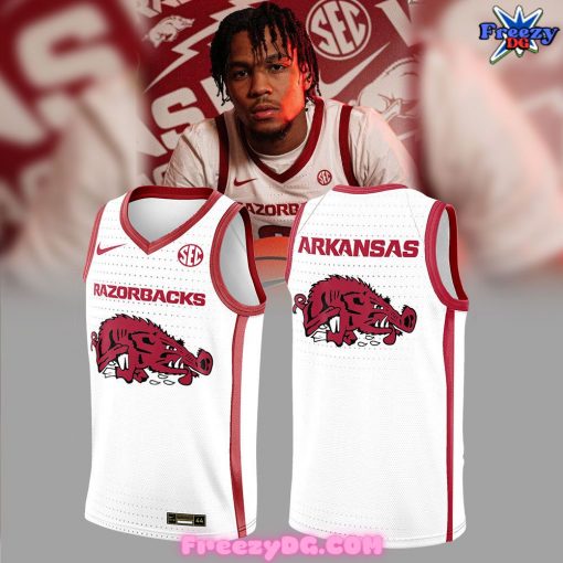 Arkansas Razorbacks Basketball New Version 2024 White Basketball Jersey