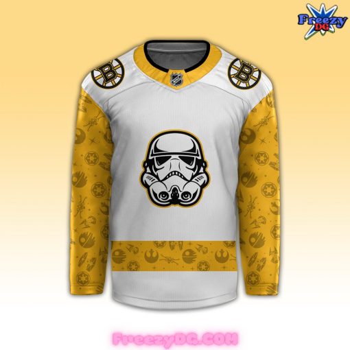 Boston Bruins x Star Wars Night 2024 White Hockey Jersey