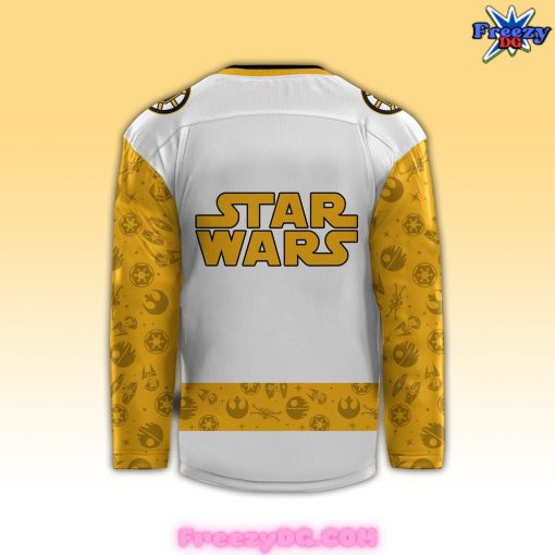 Boston Bruins x Star Wars Night 2024 White Hockey Jersey