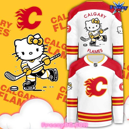 Calgary Flames x Hello Kitty 50th Anniversary White Hockey Jersey