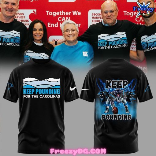 Carolina Panthers Keep Pounding 2024 Black T-Shirt