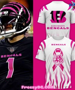 Cincinnati Bengals Breast Cancer 2024 White T-Shirt