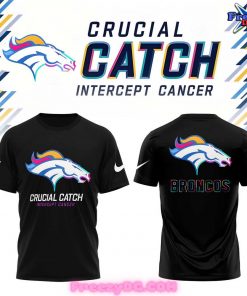 Denver Broncos Crucial Catch Intercept Cancer Black T-shirt