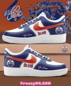 Edmonton Oilers NHL Let’s Go Oilers Custom Number Air Force 1 Sneaker