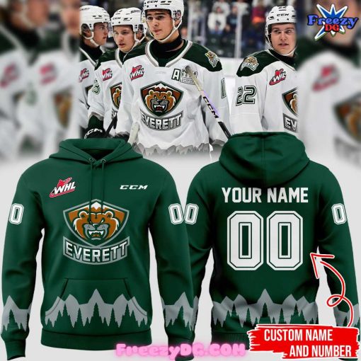 Everett Silvertips Custom 2024 Green Hoodie