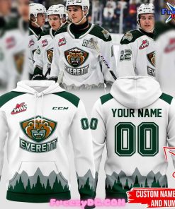 Everett Silvertips Custom 2024 White Hoodie