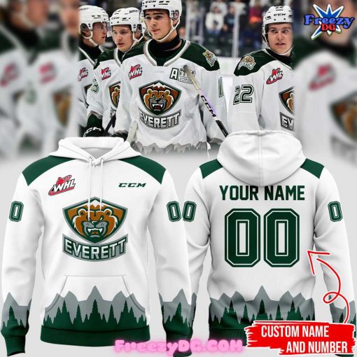 Everett Silvertips Custom 2024 White Hoodie