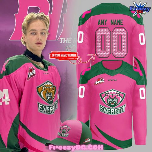 Everett Silvertips Pink in the Rink Night 2024 Hockey Jersey