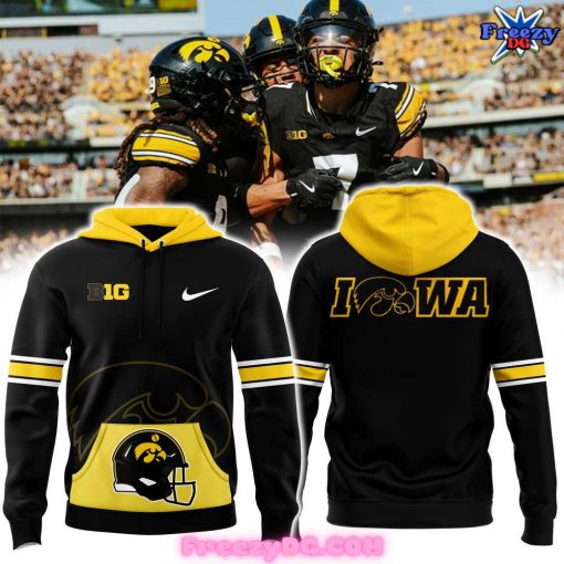 Iowa Hawkeyes Yellow Football 2024 Black Hoodie