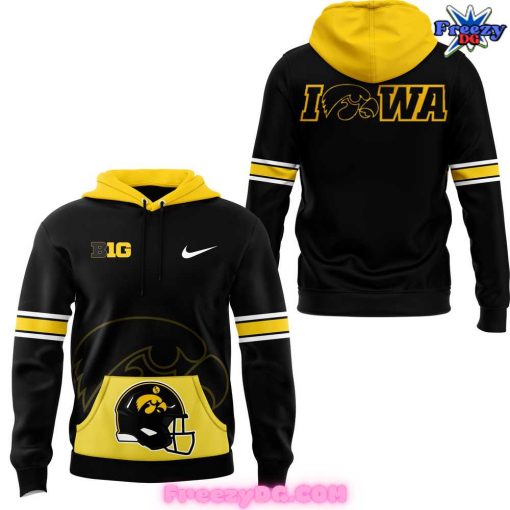 Iowa Hawkeyes Yellow Football 2024 Black Hoodie