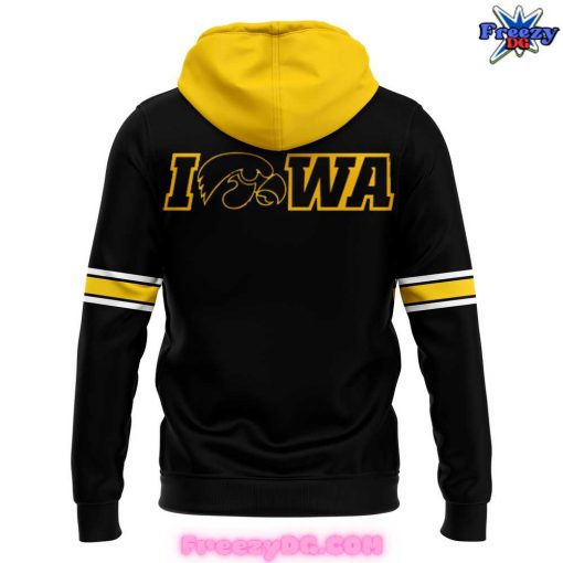 Iowa Hawkeyes Yellow Football 2024 Black Hoodie